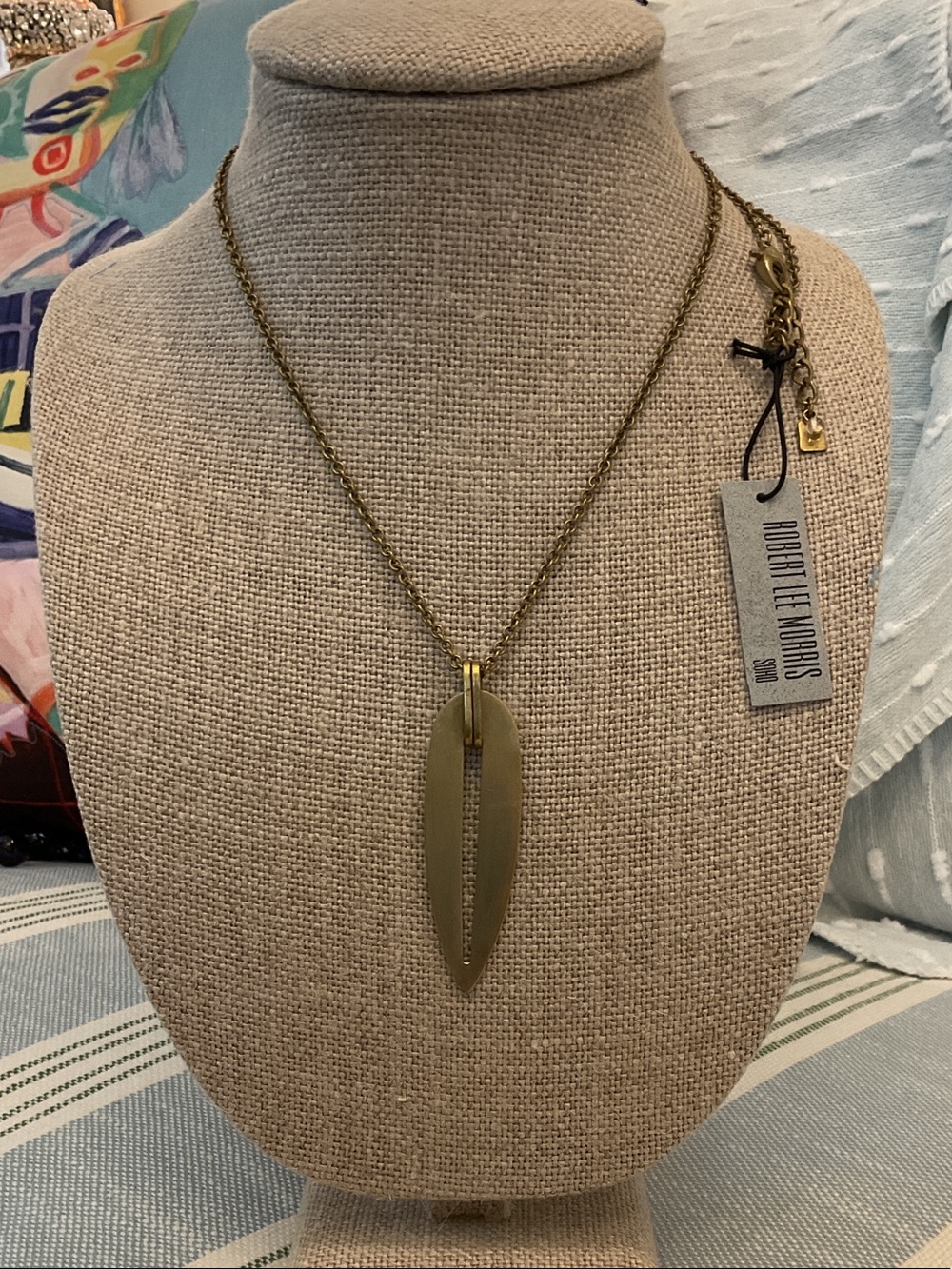Robert Lee Morris Brass Leaf Pendant Necklace